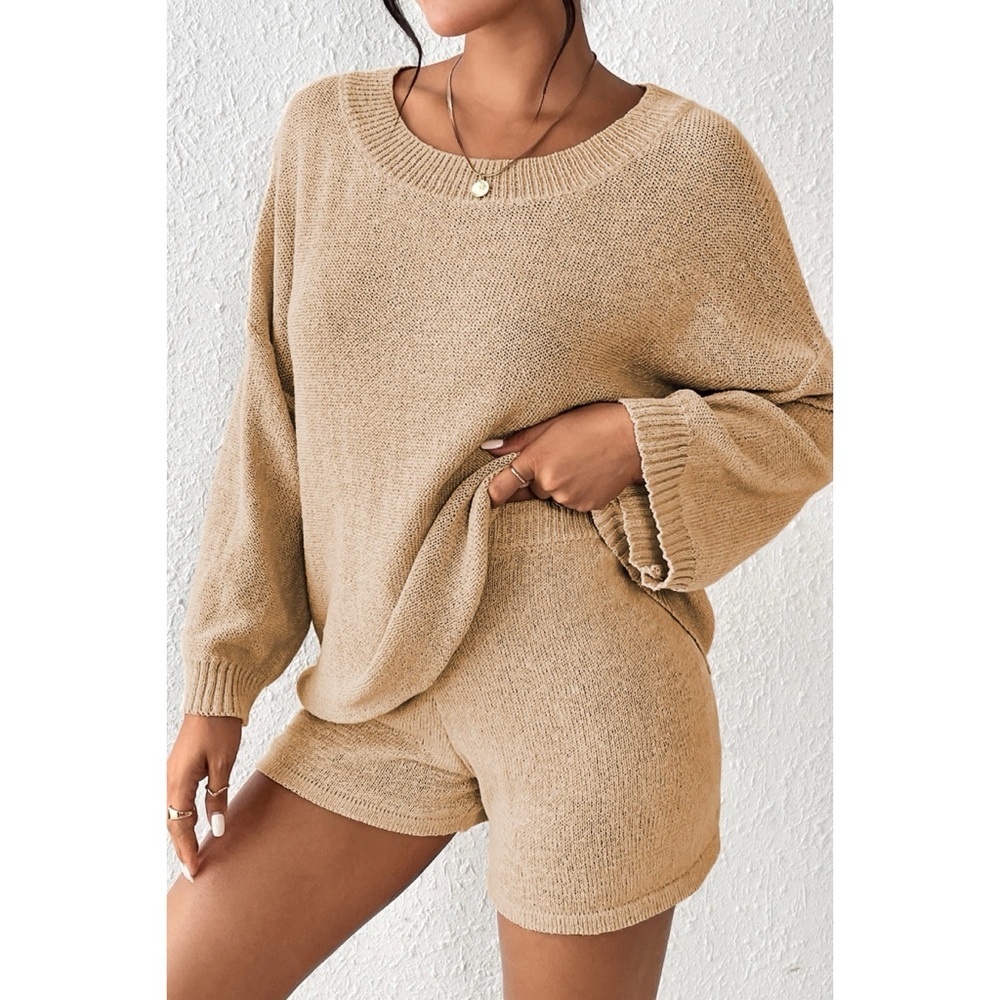 Knit Khaki Top and Short Set
